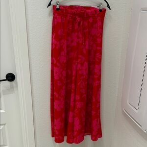 Women's Pink & Red Floral Palazzo Pants  - Elastic Waist